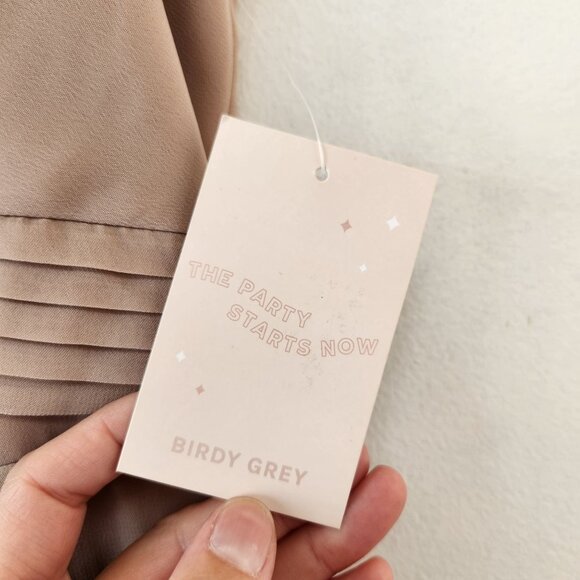 Birdy Grey Spence Bridesmaids Dress Taupe Full Length Chiffon Convertible M - Picture 9 of 13